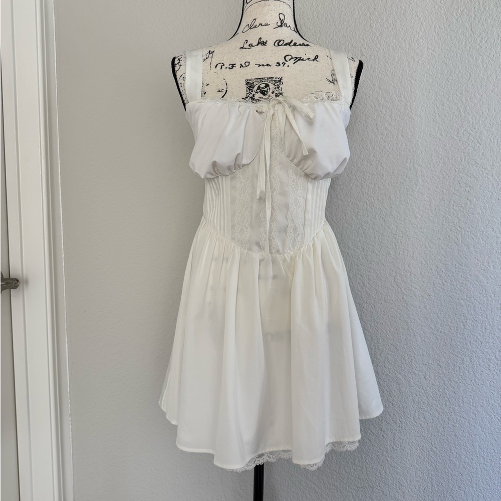 Altered for large cup! White Lace-Up Corset Sundress